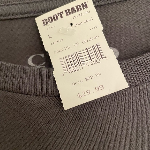 Whiskey Down Cowgirl Up Gray Tee - Picture 3 of 4